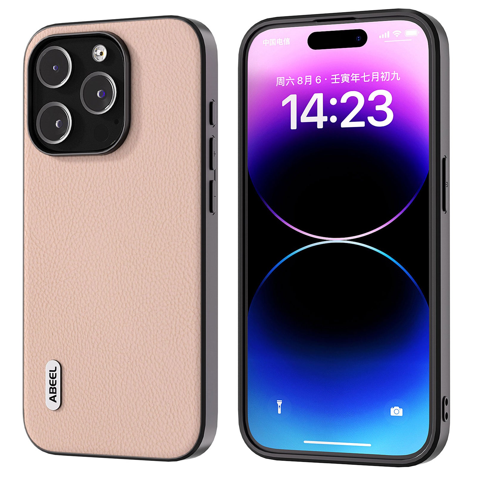 ABEEL pro iPhone 15 Pro hovězí kůže PC TPU pouzdro na telefon Litchi Texture Anti-Scratch Cover ABEEL pro iPhone 15 Pro hovězí kůže PC TPU pouzdro na telefon Litchi Texture Anti-Scratch Cover